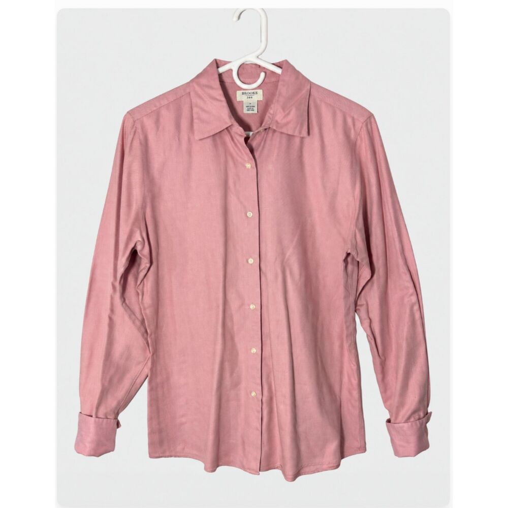 Brooks Brothers Pink Pinstripe Button Shirt Womens M Officecore Preppy Old Money